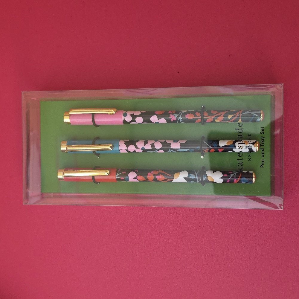 Kate Spade Floral Pen Set with Gold Accents - Picture 3 of 5